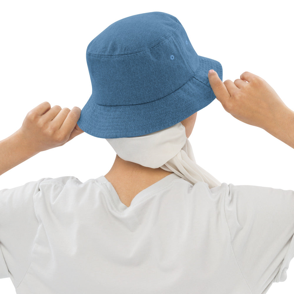 Denim bucket hat, Blue Logo