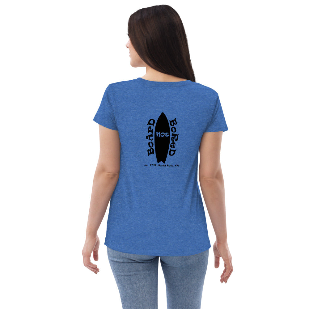 Women’s recycled v-neck t-shirt, Blue Logo