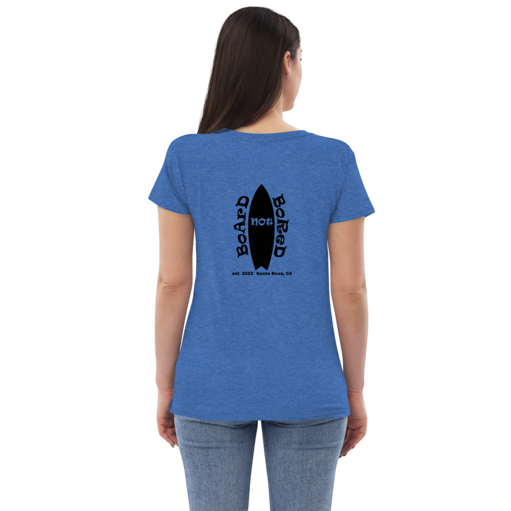 Women’s recycled v-neck t-shirt, Blue Logo