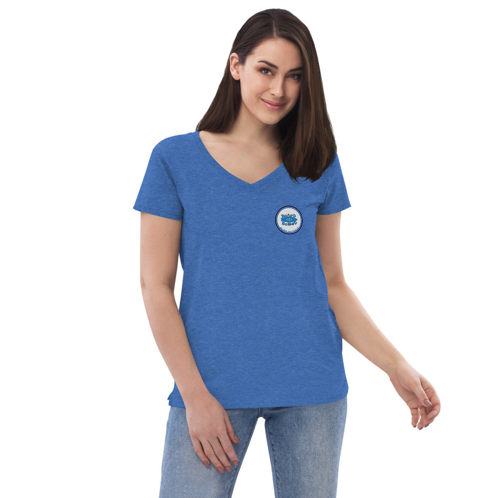 Women’s recycled v-neck t-shirt, Blue Logo