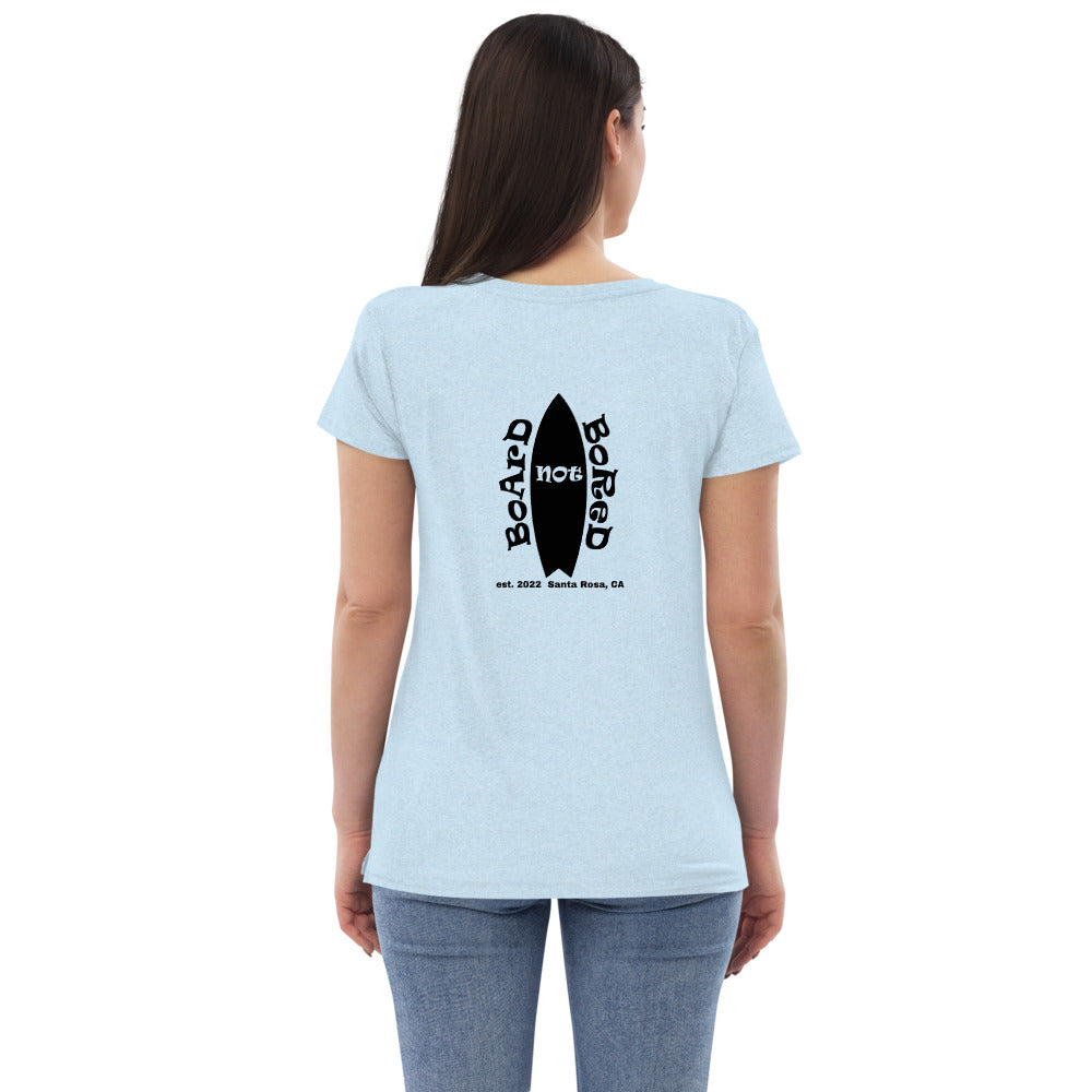 Women’s recycled v-neck t-shirt, Blue Logo