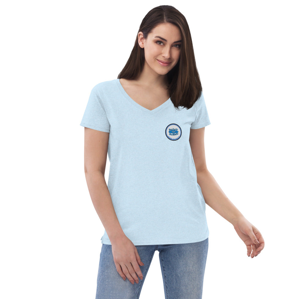 Women’s recycled v-neck t-shirt, Blue Logo