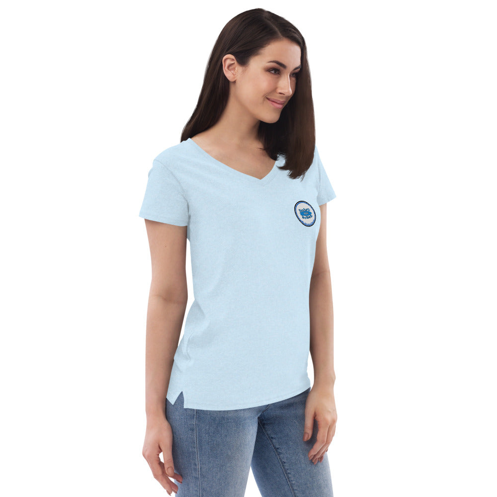 Women’s recycled v-neck t-shirt, Blue Logo