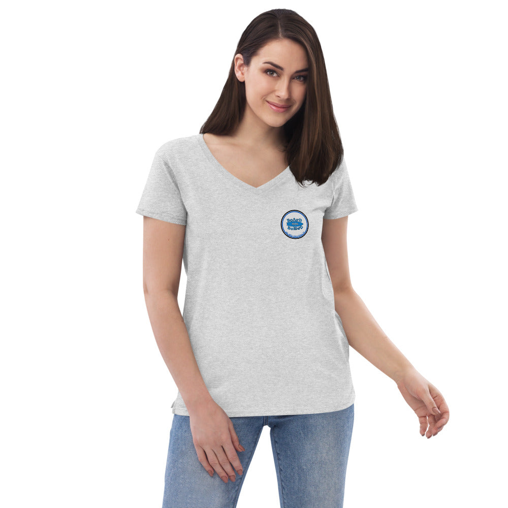 Women’s recycled v-neck t-shirt, Blue Logo