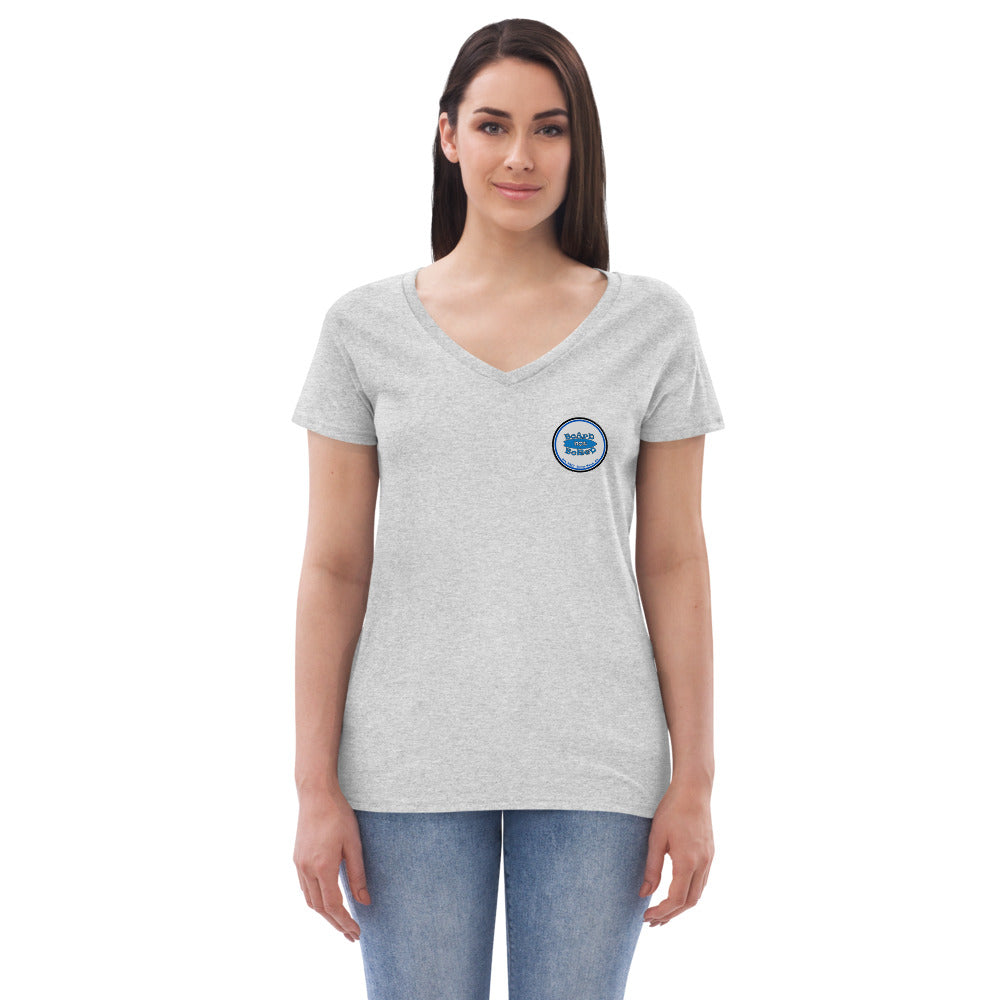 Women’s recycled v-neck t-shirt, Blue Logo