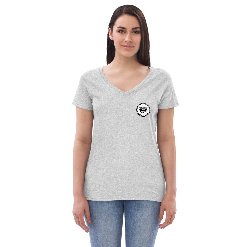 Women’s recycled v-neck t-shirt, Black Logo