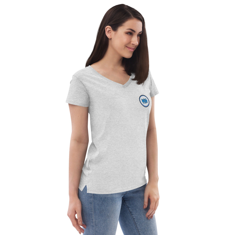 Women’s recycled v-neck t-shirt, Blue Logo